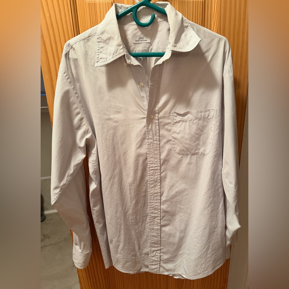 Brooks Brothers White Patterned Button Down Shirt - image 1